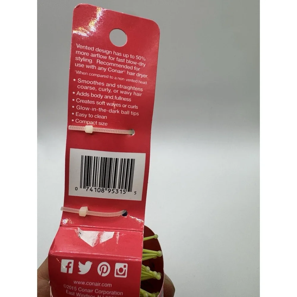 Conair Air Blast quick blow-dry Travel Size round hair brush in neon yellow 2015